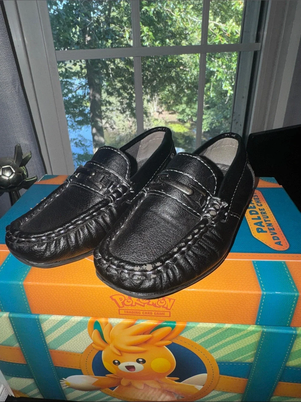 Black Leather Moccasin Loafers